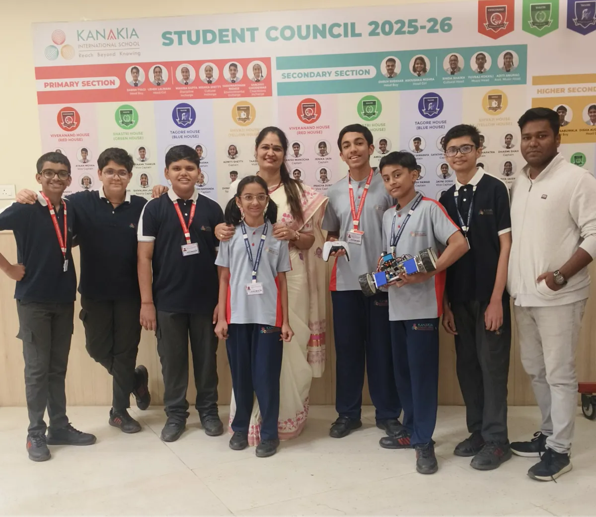 Secondary students with their robotics project at Kanakia International School