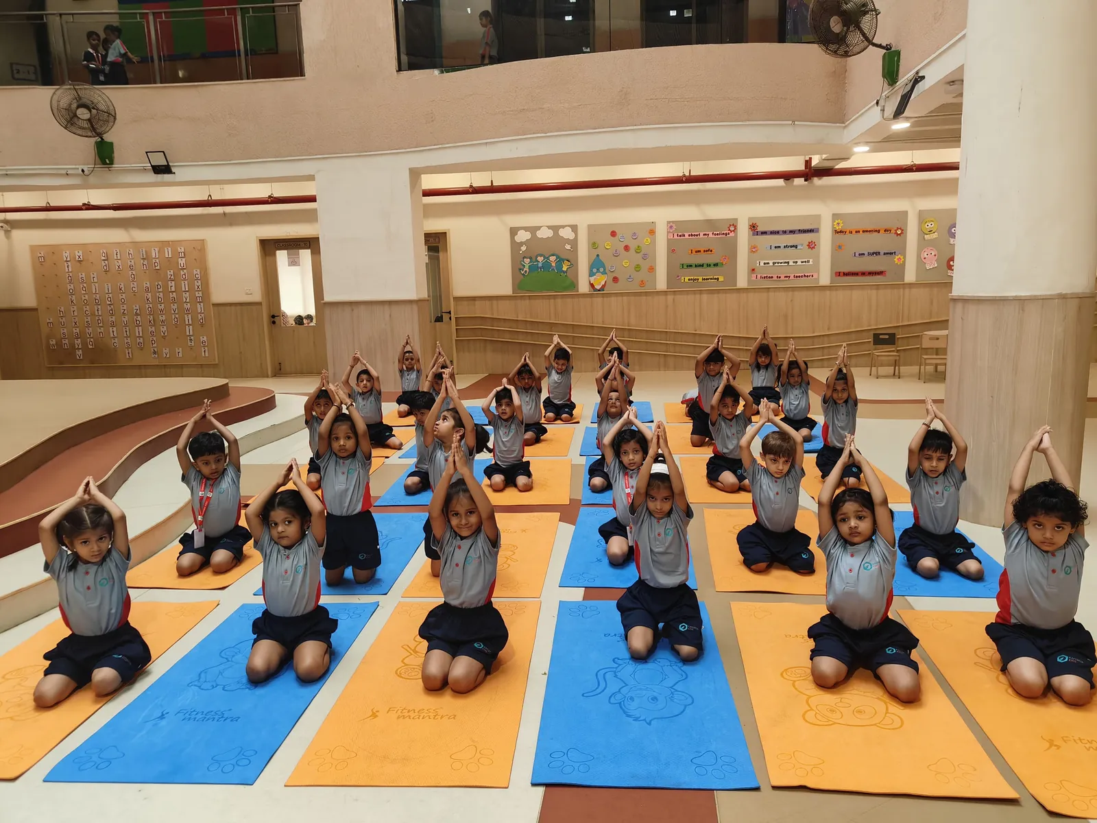 Yoga session in the school atrium