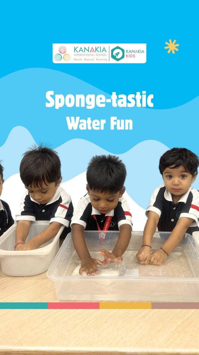 Nursery learners exploring sponge and water sensory play