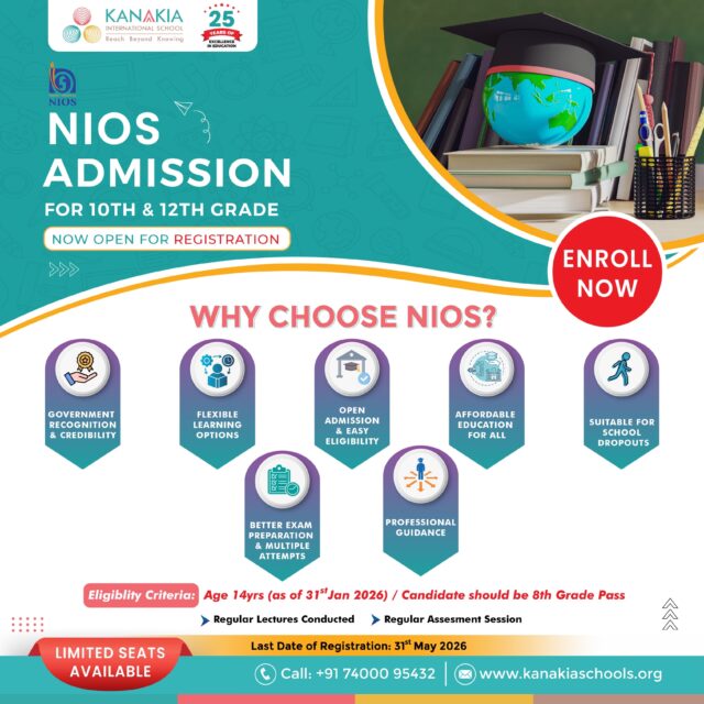 NIOS Grade 10 and 12 admissions open at Kanakia International School, CISCE Mira Road